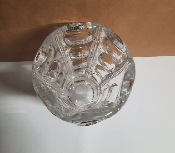 Image 1 of Vintage Sklo Union Rosice Vladislav Urban Bubble Relief Vase – Oval Egg Shaped Bubbles, 20 cm, Polished Pontil – Czech Art