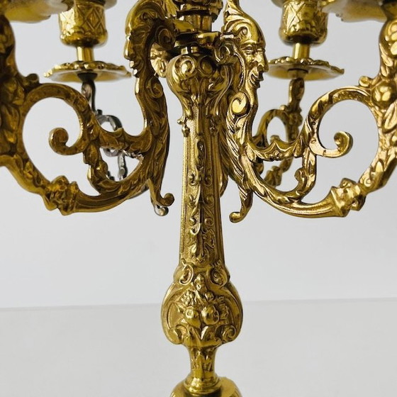 Image 1 of Gothic brass candelabra with five arms baroque