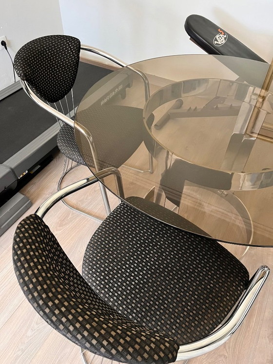 Chrome table with smoked tabletop – Dining tables, Glass, Metal (photo 8 of 8)