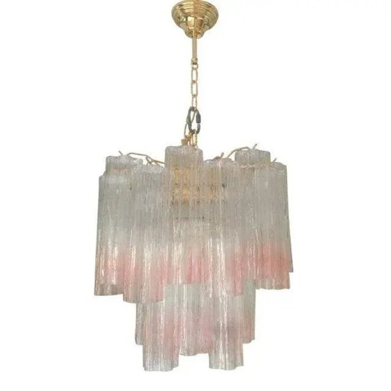 Image 1 of Par de candelabros Tronchi Venini de cristal de Murano estilo siglo XXI en color rosa desvanecido