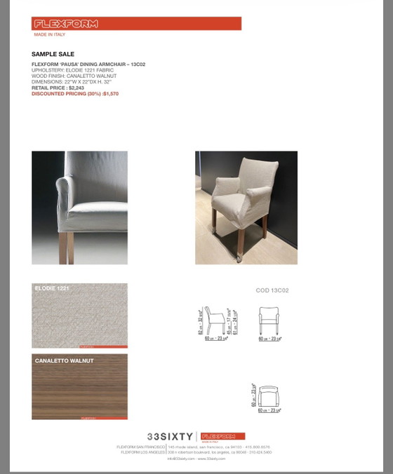 Image 1 of Flexform Pausa Dining Armchair 