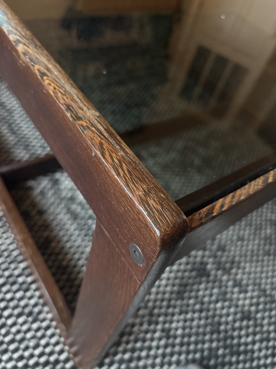 Image 1 of Vintage rosewood coffee table with smoked glass top