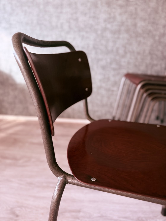 Image 1 of 6x Gispen ‘TU Delft’ 106 stoelen Pagholz, Nederland, jaren 1950