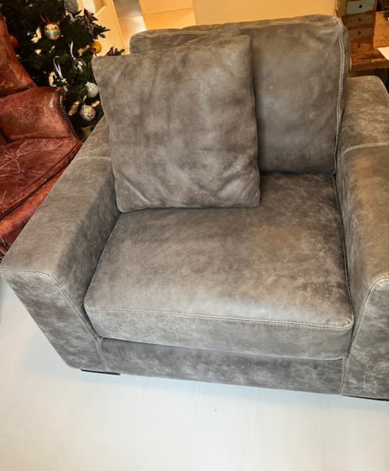 Image 1 of Sillón Loveseat Sillón Sofá Cuero Gris Materias Primas