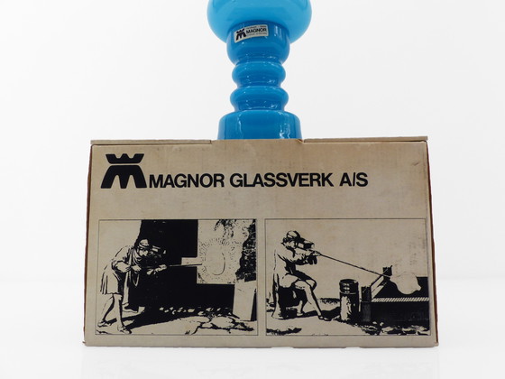 Image 1 of Portavelas de cristal opalino azul turquesa, diseño escandinavo, Magnor Glassverk, Noruega, Circa 1960