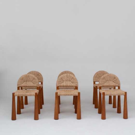 Image 1 of Set mit 6 Alessandro Becchi „Toscanolla“ Esszimmerstühlen für Giovannetti