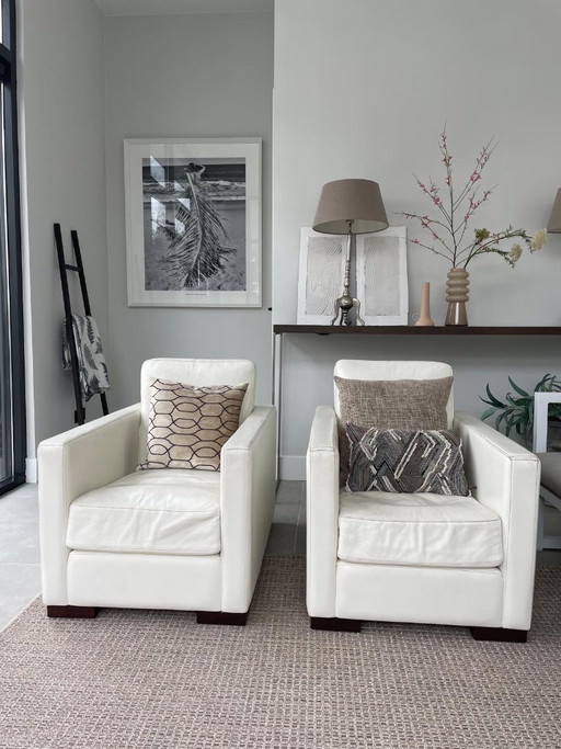 2 sillones/sillas de diseño Valdichienti – Piel blanca