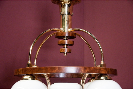 Image 1 of Lustre Art déco, Pologne, années 1940.