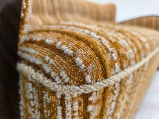 Image 1 of 1960s, Danish 3-seater sofa, original, brown furniture wool, beech wood.