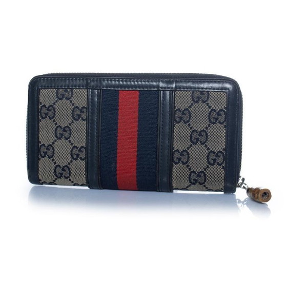 Image 1 of Gucci, monogram web wallet in blue