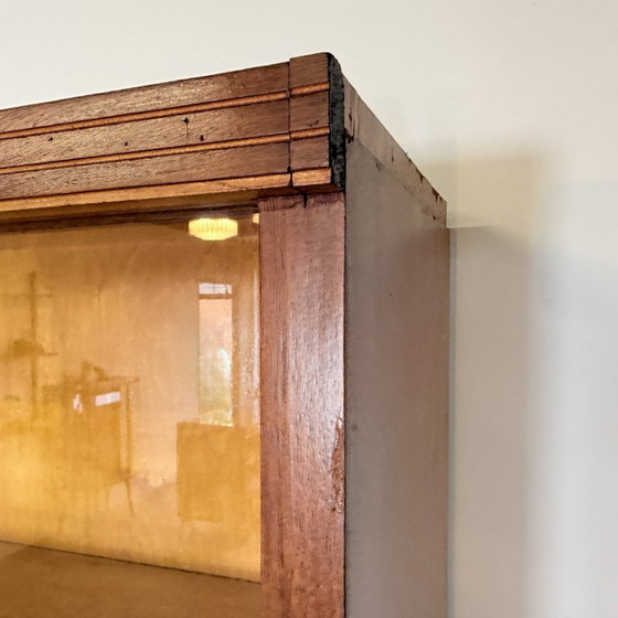 Vintage Duitse Apothekerskast In Mahonie | Mid-Century Modern – Opbergkast, Glass, Wood (photo 10 of 14)