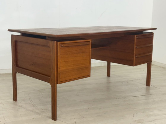 Image 1 of Danish teak desk freestanding office desk Henning Kjaernulf