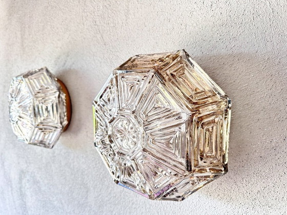Image 1 of Vintage pair of Wila textured glass wall lamps