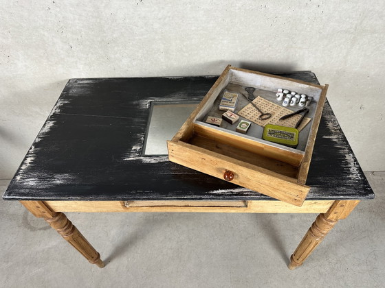 Antique Wooden Work Table – Side tables, Glass (photo 9 of 14)