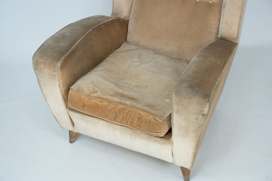 Image 1 of Mid-Century attributed Melchiorre Bega single Armchair in velvet. Italy 1950s