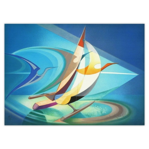 Janick Lederle, signierte Lithografie „Le Trimaran“, 1990 – lithos zeefdrukken, Paper (photo 2 of 5)
