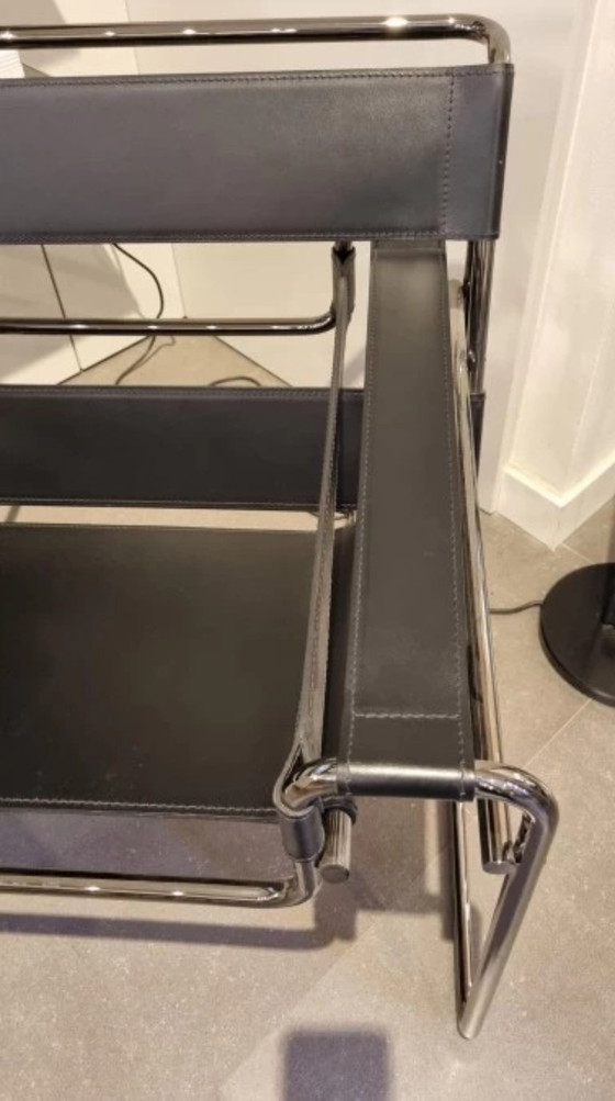 KNOLLL Armchair B3 WASSILY (NEW) Perfect in black leather, Silver (photo 6 of 10)