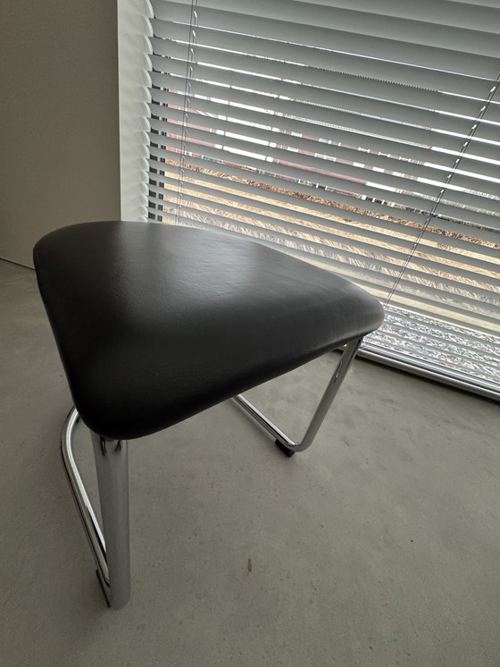 Image 1 of Tabouret Gispen 412 chromé avec cuir noir