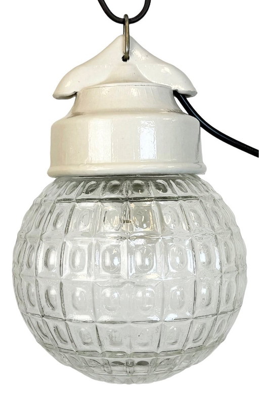 Vintage White Porcelain Pendant Light, 1970s