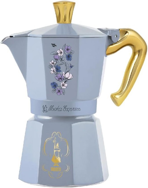 Bialetti Moka Express Bridgerton 6 tasses, Poignée antibrûlure, Ne convient pas à l’induction, 6 tasses (270ml), Aluminium