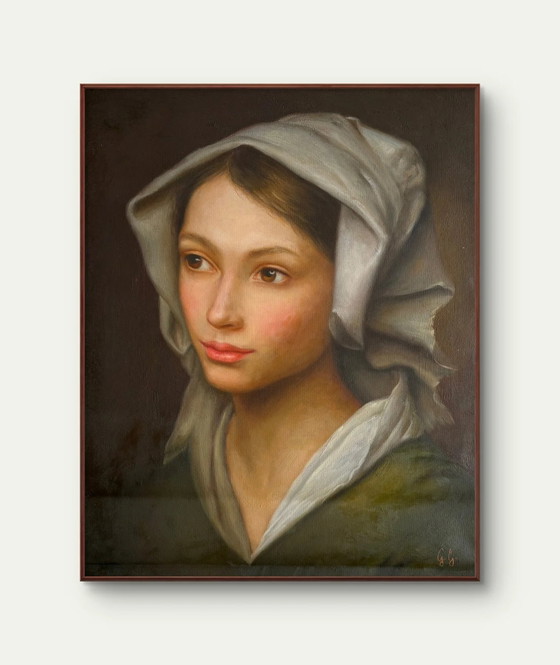 Giuseppe Giglio – Innocenza Divina – Peinture à l'Huile Originale – Portrait Classique – 50x40 cm (photo 2 of 7)
