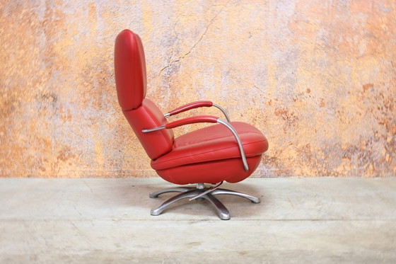 Image 1 of Leolux Formi Design-Drehsessel aus rotem Leder