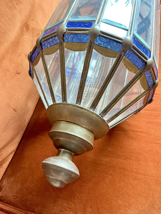 Image 1 of Marokkaanse lamp  – 90 cm hoog | Ø 28 cm |Glas-in-Lood