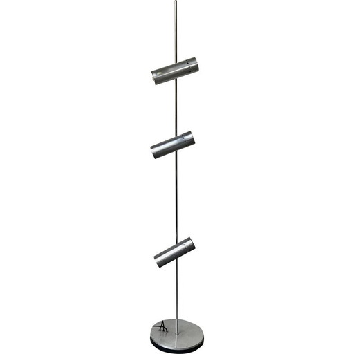 Vintage aluminium en chromen vloerlamp van Alain Richard voor Disderot, jaren 1960