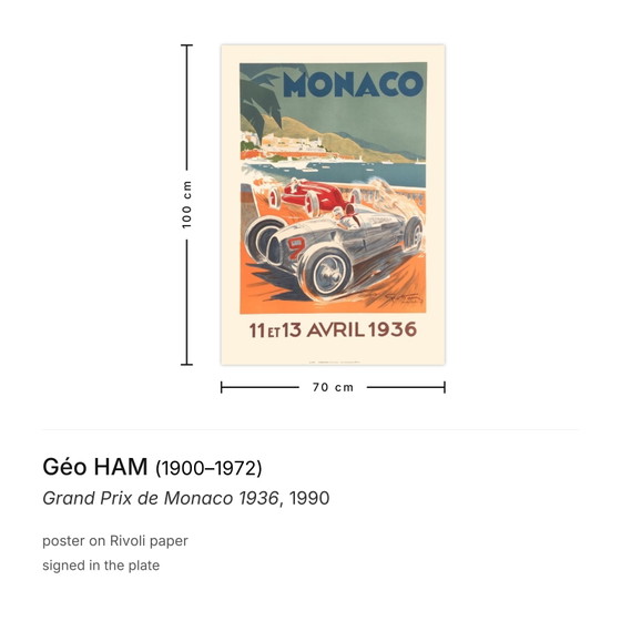 Géo HAM Poster Grand Prix de Monaco 1936 1990 – Paper (photo 3 of 5)