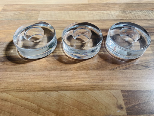 Orrefors Puck 3 x Waxinelichthouders