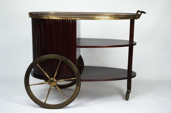 Image 1 of Mid-Century Italian Bar Cart with Shutter, 1950s