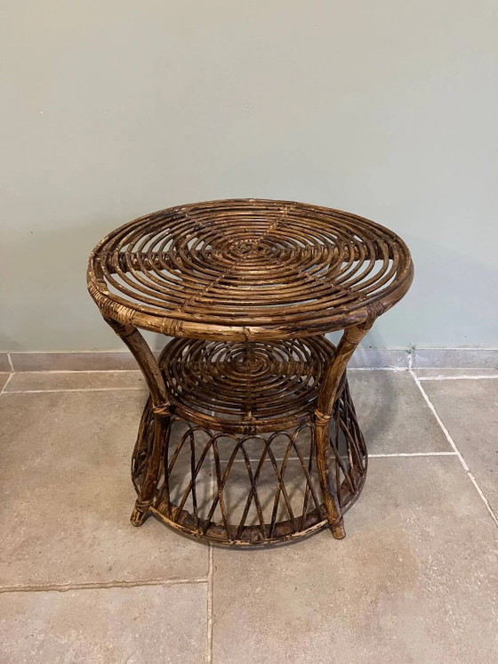 Mesa redonda de ratán – Mesas de centro, Wicker, Rattan, Vintage (photo 15 of 15)