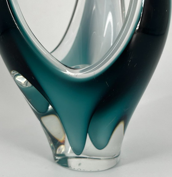 Image 1 of Paul Kedelv für Flygsfors – Muschelvase – Schwedisches Kunstglas 1950er Jahre