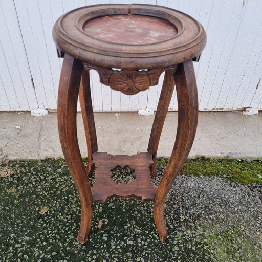 Sellete guéridon bois marbre début XXème 