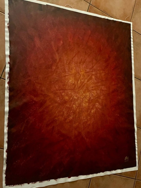 Gran pintura original abstracta roja y dorada – Walter Geraci, Pinturas y dibujos, Lienzo (photo 9 of 13)