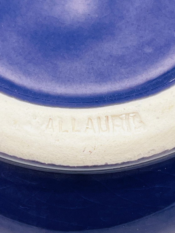 Image 1 of Deep purple Vallauris ceramic vase from the 1970s