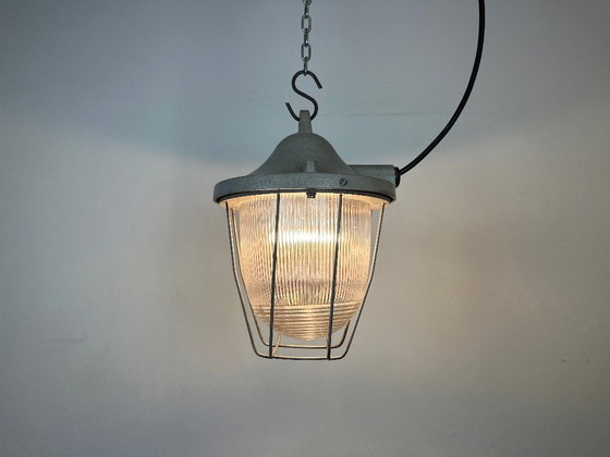 Image 1 of Lámpara de búnker industrial gris claro de Polam Gdansk, década de 1970