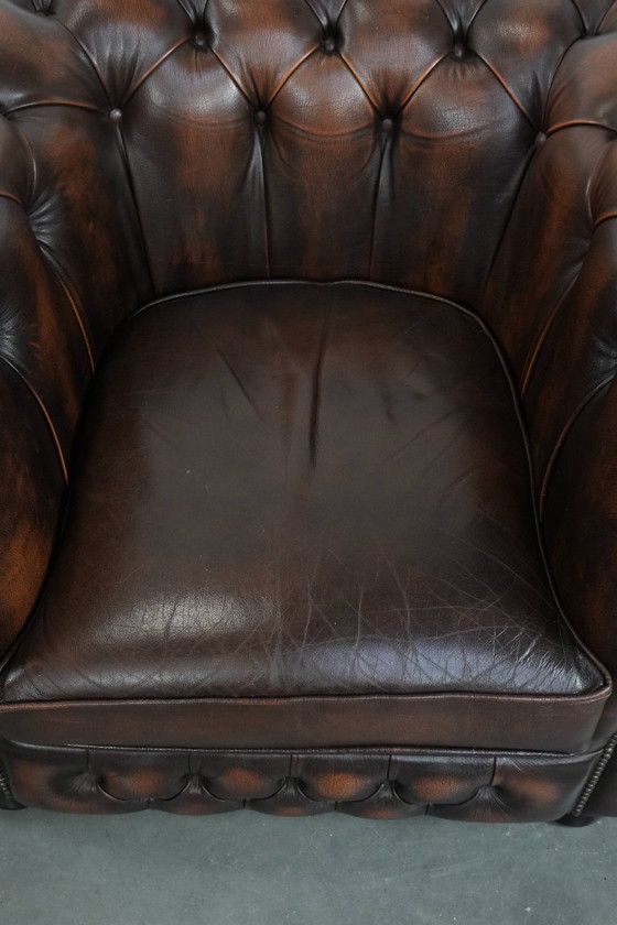 Image 1 of Brauner Chesterfield-Sessel aus Rindsleder im englischen Stil