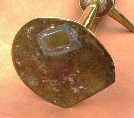 Image 1 of Walvisolielamp, antieke messing lamp uit de walvisvaart, circa 1850, functioneel