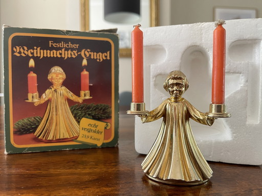 Piccolo angelo portacandele dorato oro