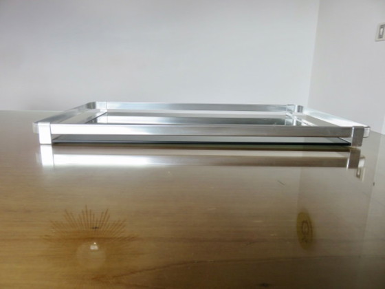 Image 1 of Sehr großes Tablett, MB Italia für Roche Bobois, Aluminium und Rauchglas, 1970