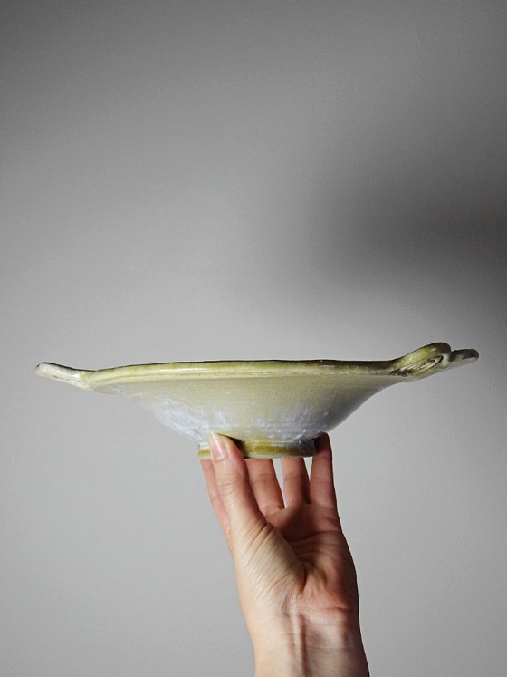 Image 1 of Coupe vide-poche en grès à émaux cristallins signée Françoise Roussel vintage