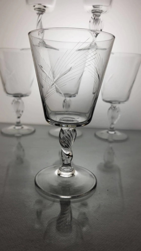 6 bicchieri di cristallo acqua/vino anni '60 (grano) – Bicchieri e caraffe, Crystal, Glass, Vintage (photo 3 of 6)