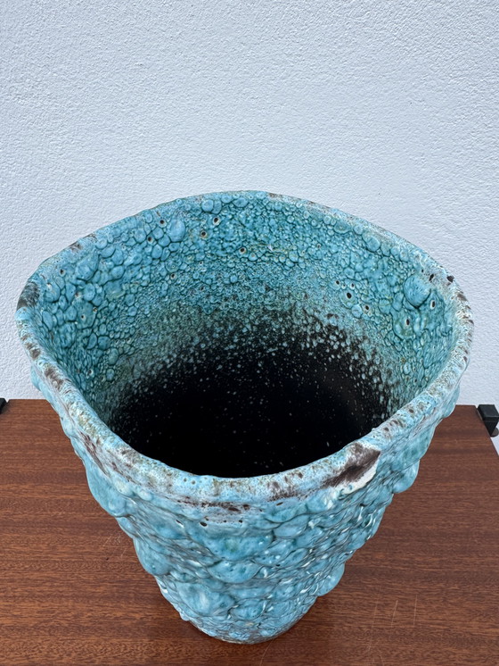 Image 1 of Vase céramique écume bleu années 60