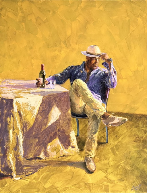 Giclée Reproductie van schilderij “Man met hoed - 1”