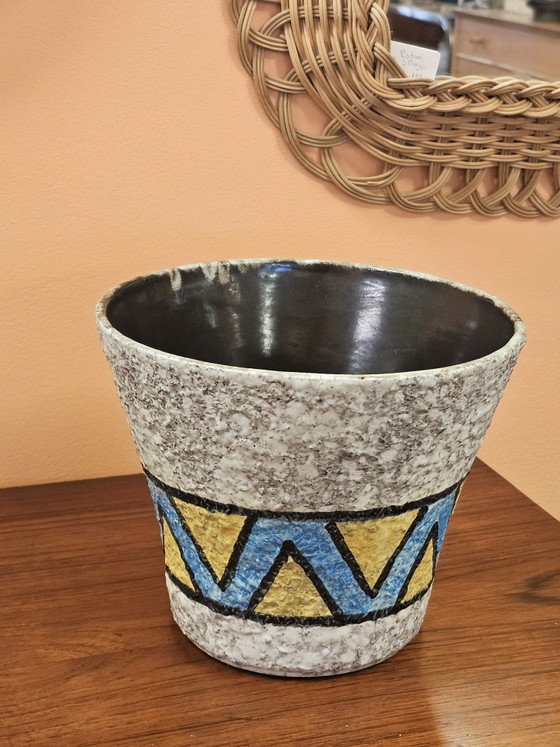 Vintage Uebelack Ceramic Flowerpot - Fat Lava Zigzag – Vases (photo 4 of 9)