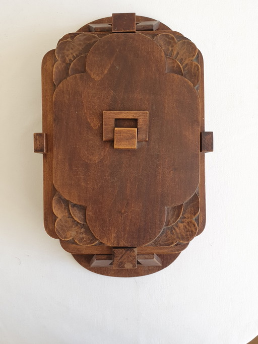 Oude Houten Doos Art Deco / Franse Volkskunst Rond 1920 – decoratieve objecten, Wood (photo 2 of 10)