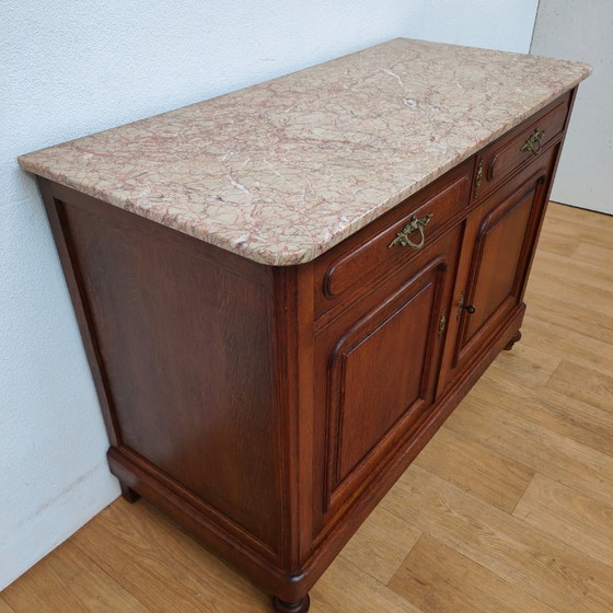 Image 1 of Comò antico d'epoca, cassettiera, mobili da bagno con piano in marmo.