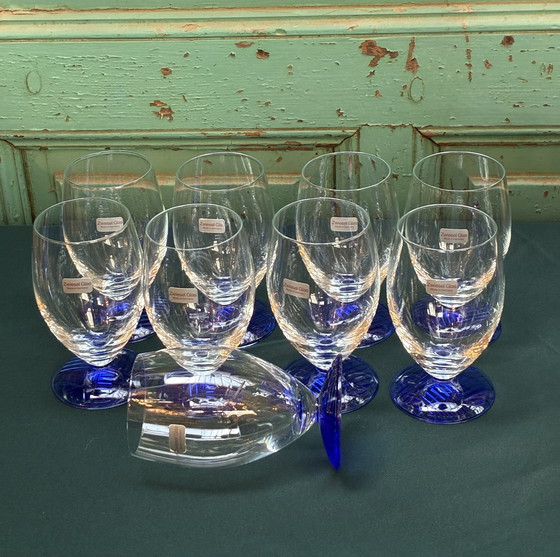 Image 1 of 9x Schott Zwiesel Vintage Glasses on Cobalt Base