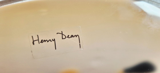 Image 1 of Large Hand-Blown Art Glass Plate by Henry Dean 45cm